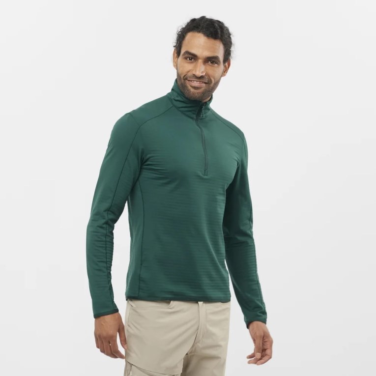 Pánské Mikiny Salomon Essential Lightwarm Half Zip Zelene | CZ 94OILYR